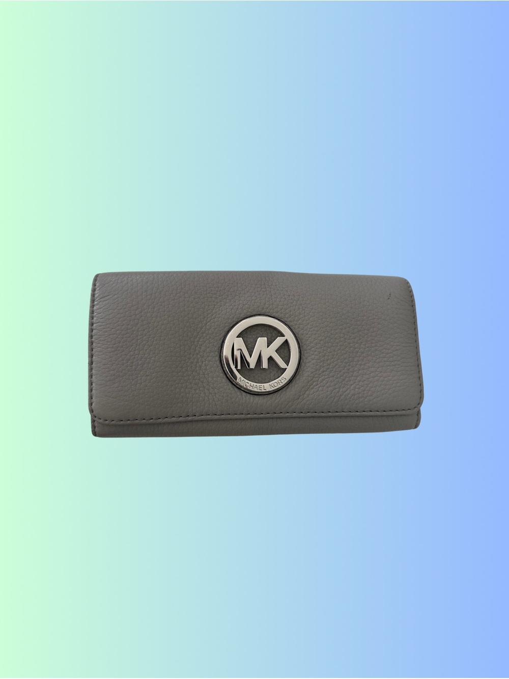 Michael Kors Gray Leather MK Emblem Continental Wallet